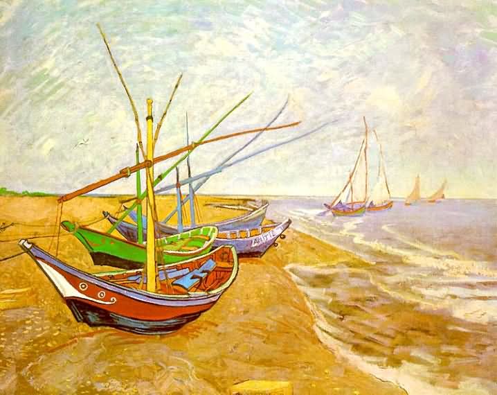 fishing boats on the beach - Van Gogh Painting On Canvas